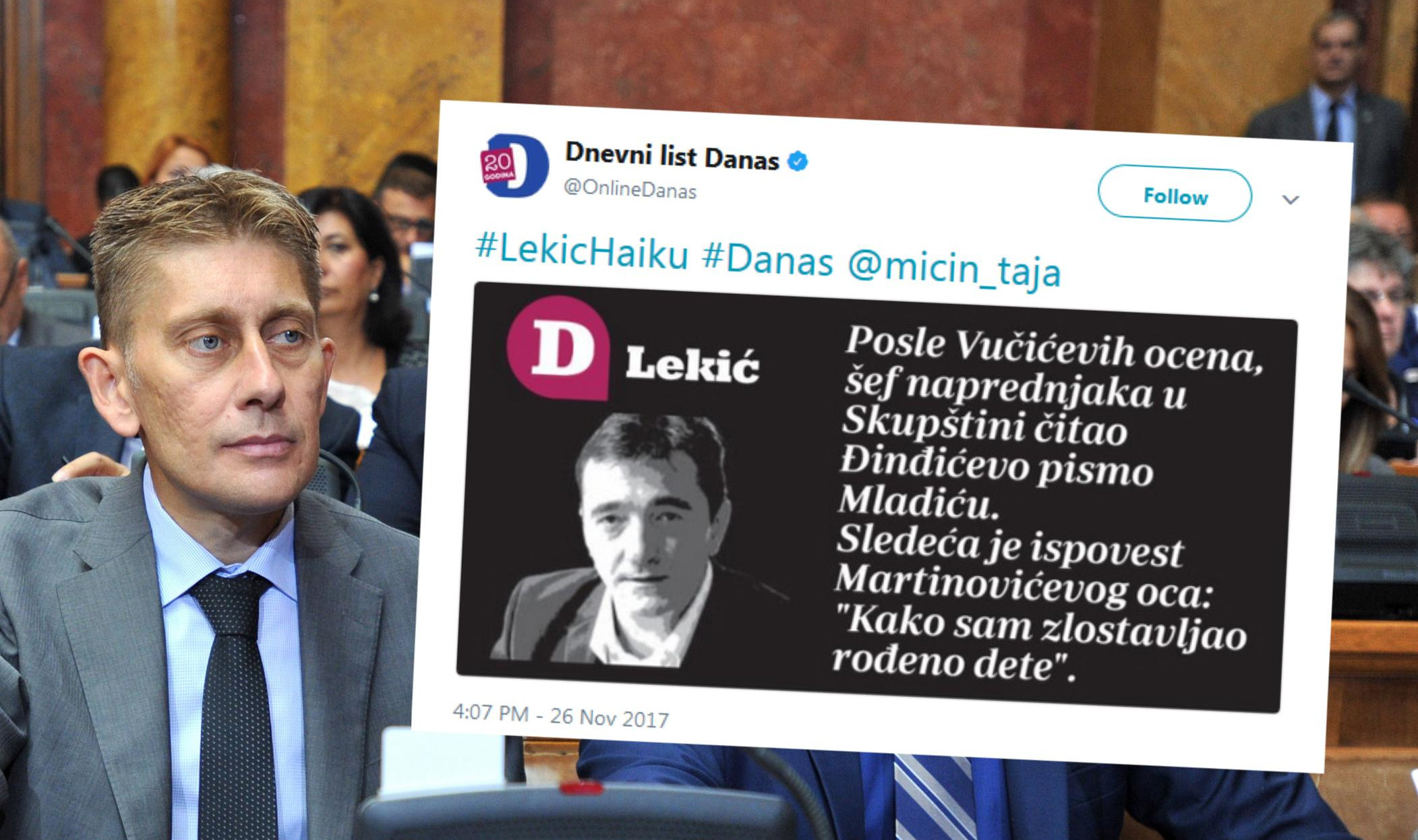 DNO DNA! Predsednik NUNS Slaviša Lekić VREĐAO MRTVOG OCA poslanika SNS ALEKSANDRA MARTINOVIĆA!